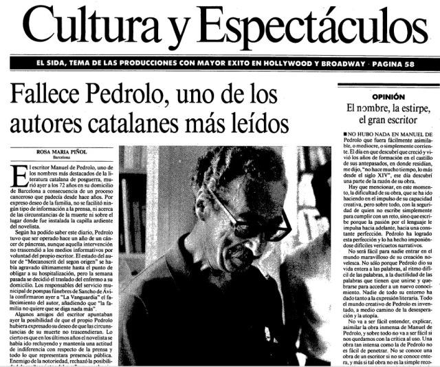 BARCELONA...MANUEL DE PEDROLO I MOLINA, PROFESOR,ESCRITOR, NARRADOR, DRAMATURGO, POETA Y ENSAYISTA, 1918-1990...27-07-2013...