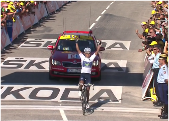 Nairo Quintana celebra su victoria en la cima de Annecy-Semnoz en la Etapa 20 (Foto: Movistar Team)