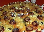 Pizza chorizo harina garbanzos toque picante