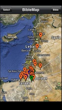 Una aplicación sincroniza la Biblia con mapas online