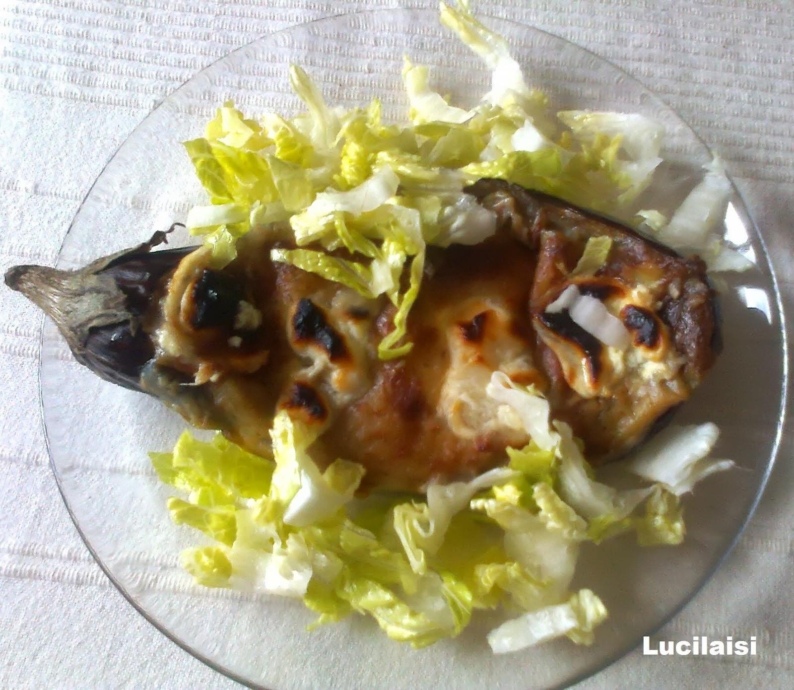 Berenjenas rellenas de pure de patata