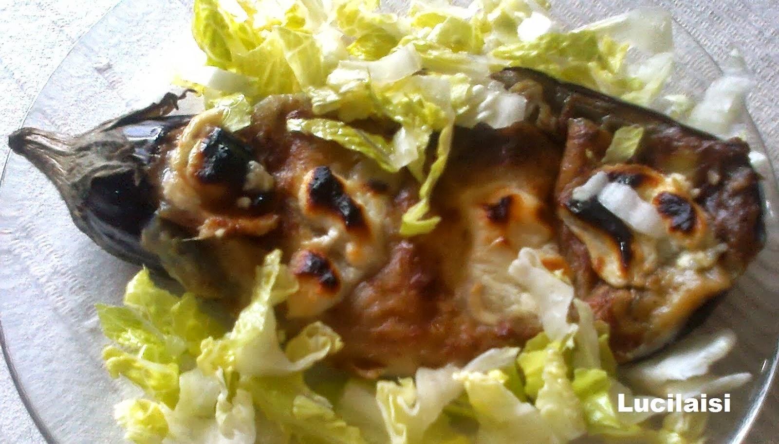 Berenjenas rellenas de pure de patata