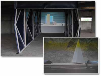 Instalación de vídeo-arte en el parking de Frank's Cafe, Londres.