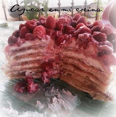 Y para mi cumpleaños……Frambuesa Crêpe Cake o tarta de tortitas y frambuesas