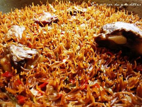 Fideos tostados con costillas ibéricas