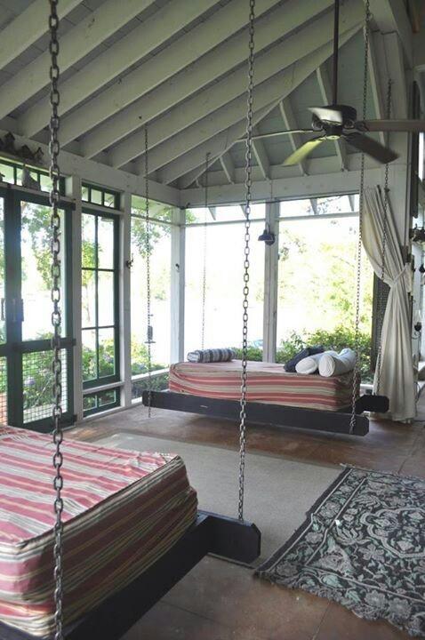 This is a great idea! My parents had a lake house when I was a child and the porch walls were lined in bunkbeds.  We children always slept on the porch!