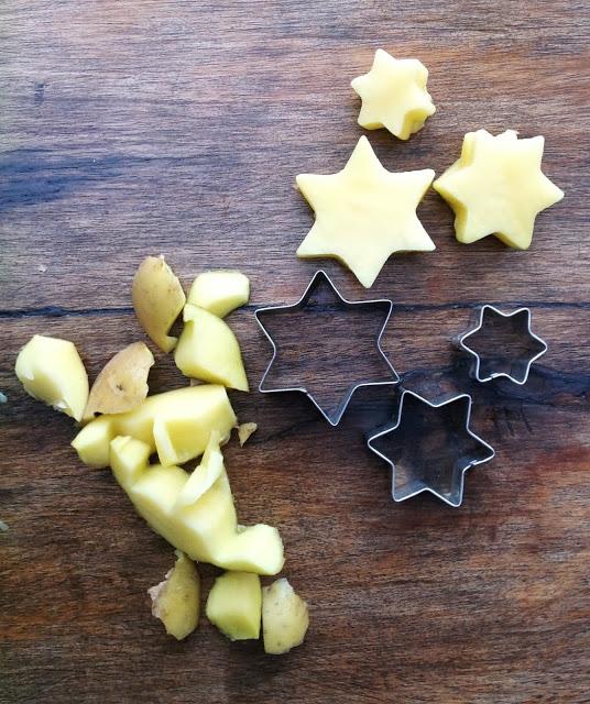 Fun with Kids summer: pintando con patatas (estampación sobre tela)