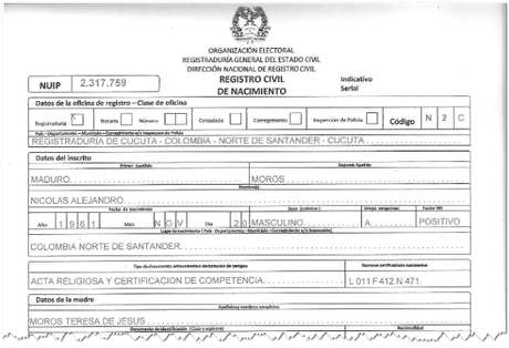 Determinan falsedad del documento sobre ciudadanía colombiana de Nicolás Maduro