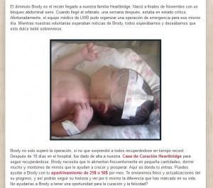 A este niño no le van a dar nada por darle a Me gusta Detalle del artículo que habla sobre Brody, en el sitio web de donde han robado la fotografía