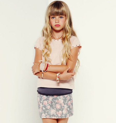 mango kids falda estampada flores nina