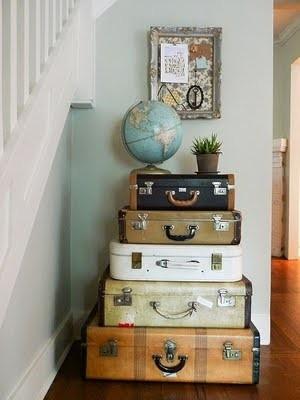 Suitcases and globe