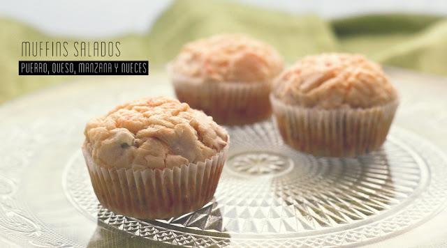 Muffins de puerro, queso, manzana y nueces