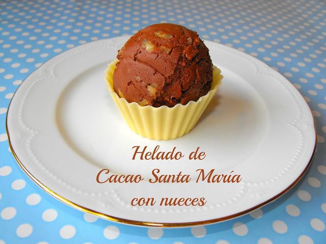 Helado de cacao Santa María y nueces en heladera con paso a paso