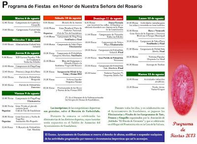 Programa de festejos Feria y Fiestas Guadalmez 2013