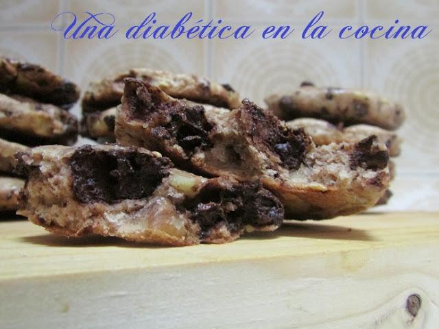 Cookies integrales de chocolate y nueces aptas para diabéticos