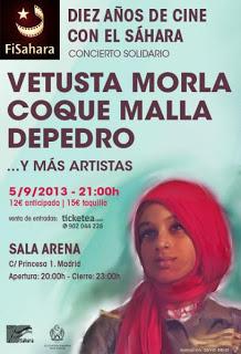 Concierto benéfico de Vetusta Morla, Coque Malla y Depedro el 5 de septiembre en Madrid por el Sáhara