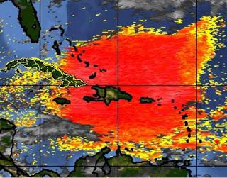 Sobre el Caribe tormenta de polvo del Sahara