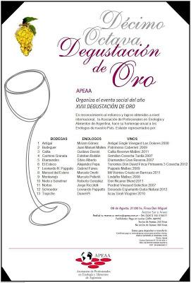 A días de la XVIII DEGUSTACION DE ORO organizada por APEAA