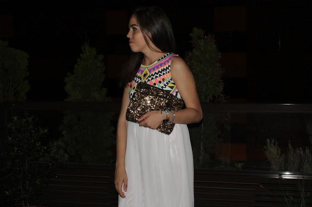 White dress with ethnic details