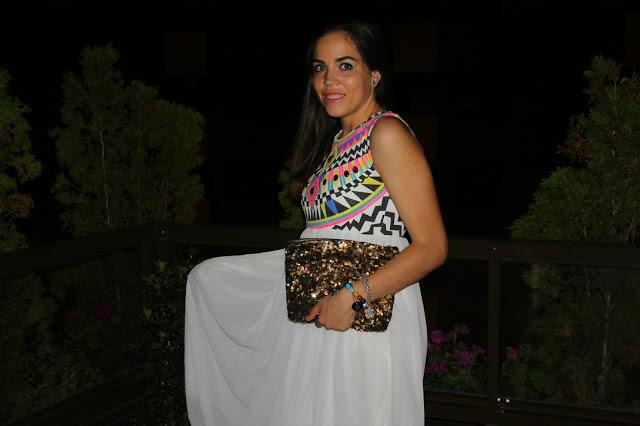 White dress with ethnic details