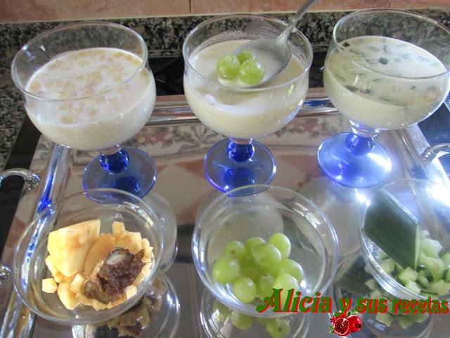 AJOBLANCO DE ALMENDRAS, TRES GUARNICIONES