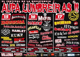 Horarios del festival Aupa Lumbreiras 2013