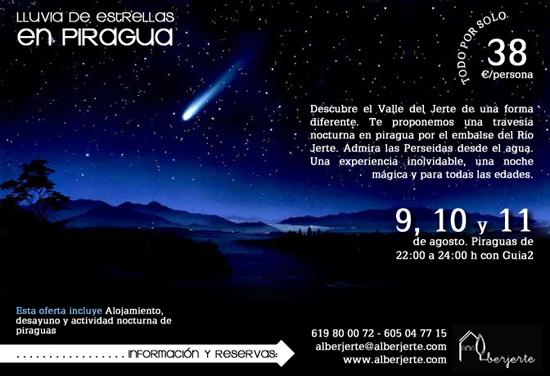 Lluvia de estrellas en piragua en el Valle del Jerte