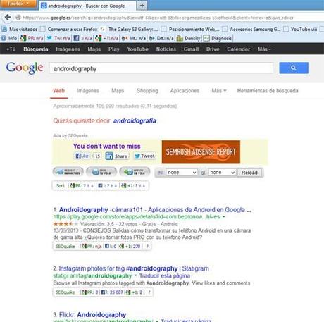 Para Google, Androidografia es Androidography en Castellano. CONFIRMADO firefox