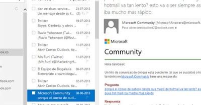 panel de lectura outlook mail
