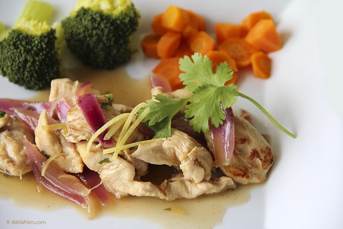 Wok de pollo al limón y miel