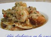 Arroz caldoso almejas gambones apto para diabéticos