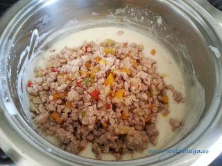 mezcla carne y bechamel