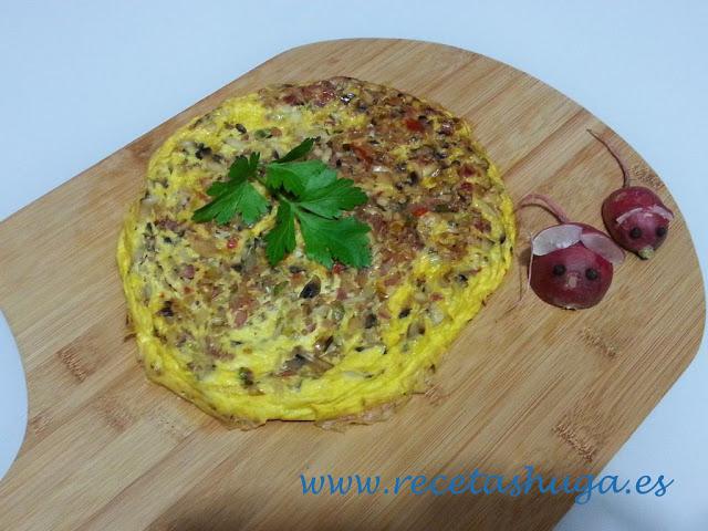 frittata de champiñones y rabanitos