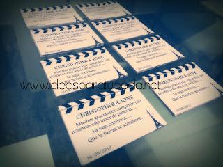 Bodas de Cine. Tarjeta de Agradecimiento Boda