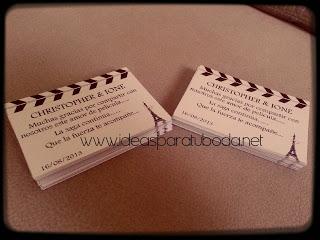 Bodas de Cine. Tarjeta de Agradecimiento Boda