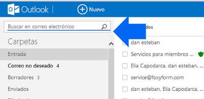 buscar correos en outlook