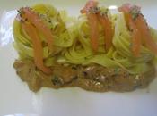 Tallarines salmón ahumado