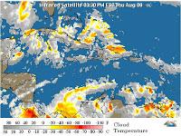 Pronostico de lluvias por vaguada y masa inestable.