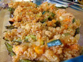 Pimientos verdes rellenos de quinoa con verduritas