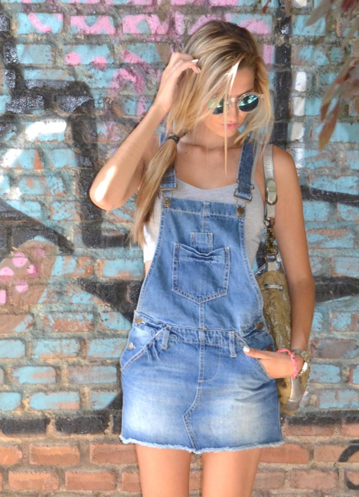 Denim overall and crop top