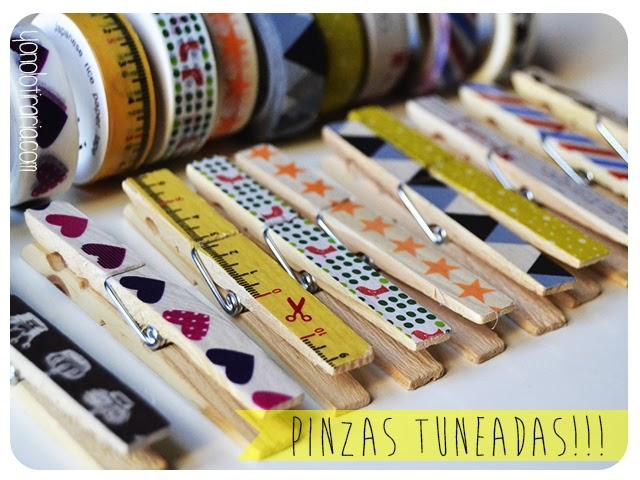 Pinzas con Washi tape.