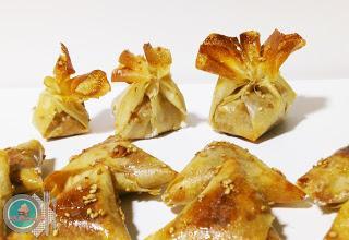 Briwat de Almendra-saquitos y triángulos de  Brick rellenos de Almendra.