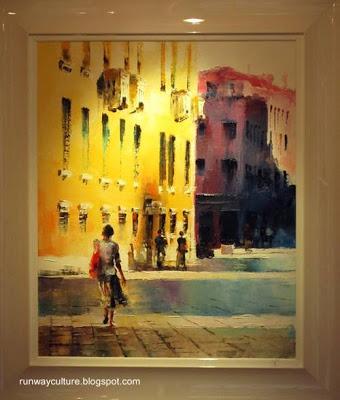 Cuadro de un rincón con edificios a color de la Riviera francesa