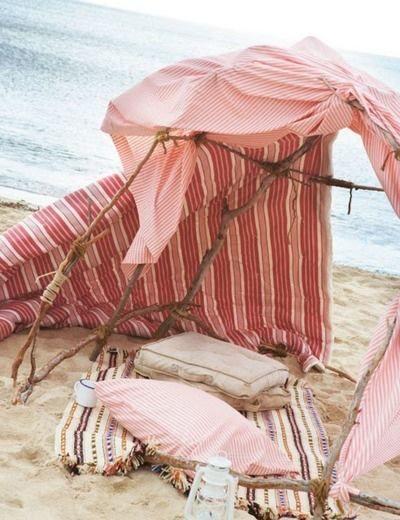Decoración en playa, textiles al aire libre.