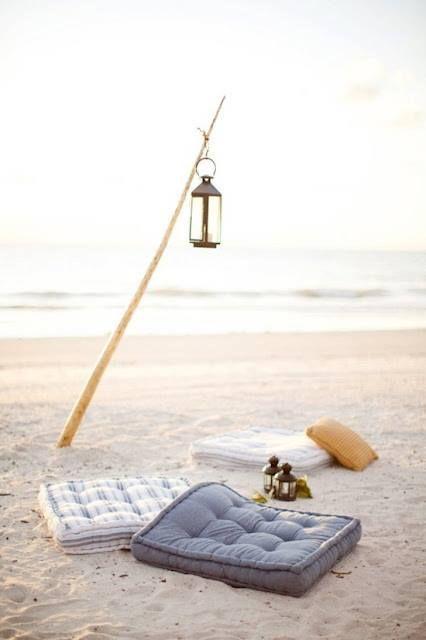 Decoración en playa, textiles al aire libre.