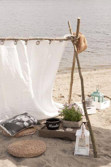 Decoración en playa, textiles al aire libre.
