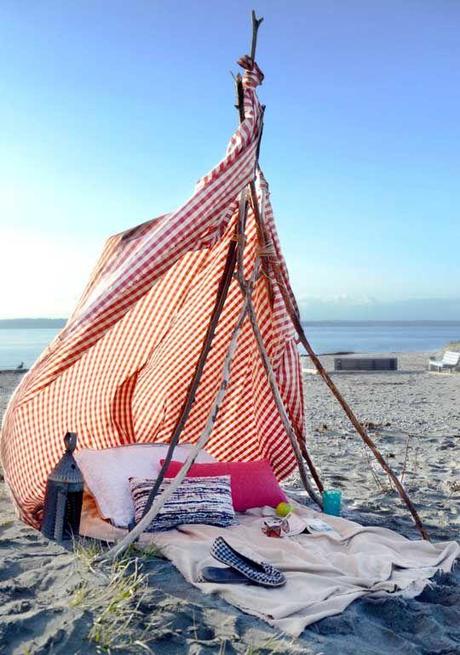 Decoración en playa, textiles al aire libre.