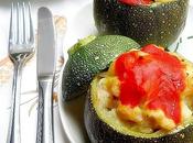Calabacines redondos rellenos rape gambas