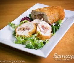 Rollito de pollo con york y queso Receta de un rollito de pechuga de pollo con jamon york y queso, todo rebozado.