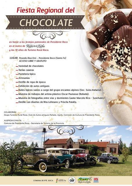 La Ruta de la Leche Festejos por los 10 años de turismo rural:Fiesta Regional del Chocolate, 18 de agosto